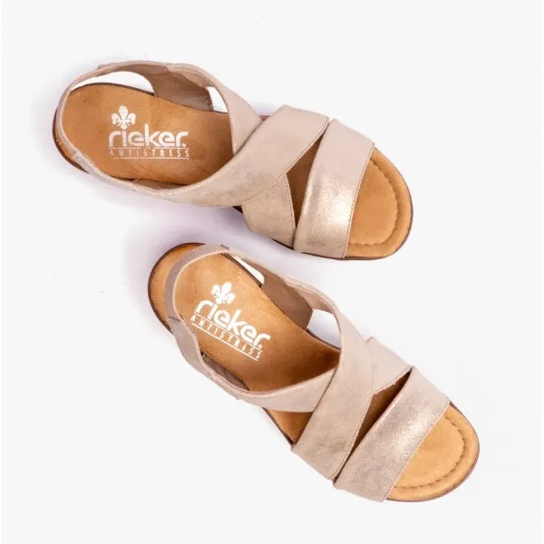 68160-62 Ladies Crossover Sandals Beige