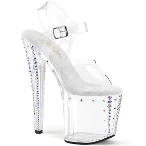 8 Inch Heel ENCHANT-708RS-02 Clear Rhinestone