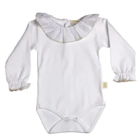 Baby Gi Long Sleeved Bodysuit with Soft Beige Frill Collar