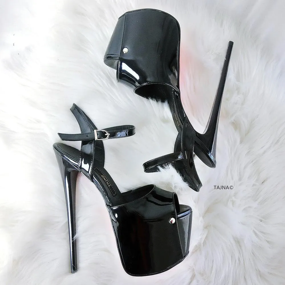 Black Patent High Heel Sandals 19 cm