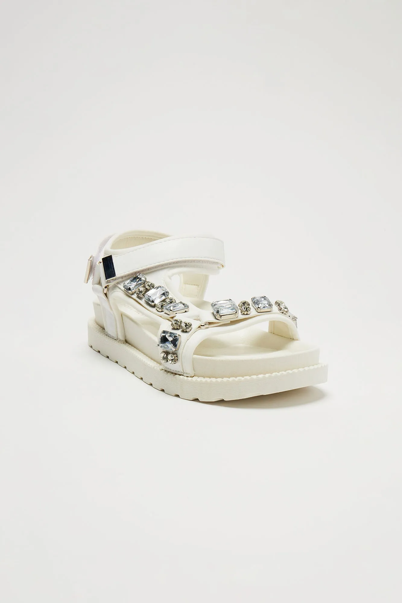 Camella Embellished Flat Sandals - White