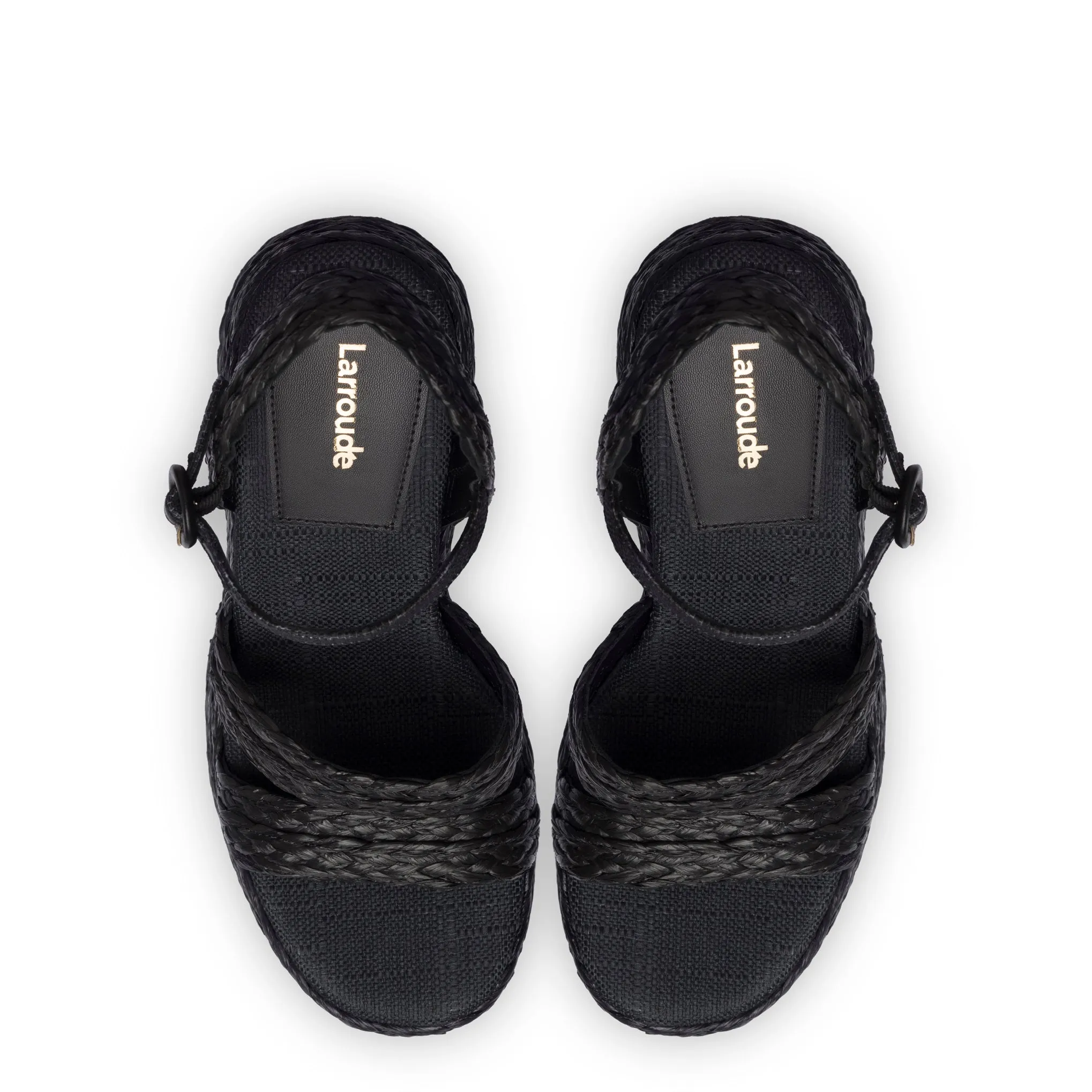 Carmen Platform Sandal In Black Raffia