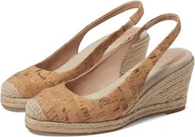 Cole Haan Cloudfeel Cork/Natural Linen Slingback Cap Toe Wedge Heeled Sandals