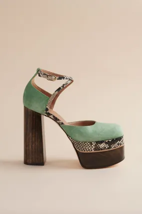 Disco Mary Jane Platform in Cactus Green Suede