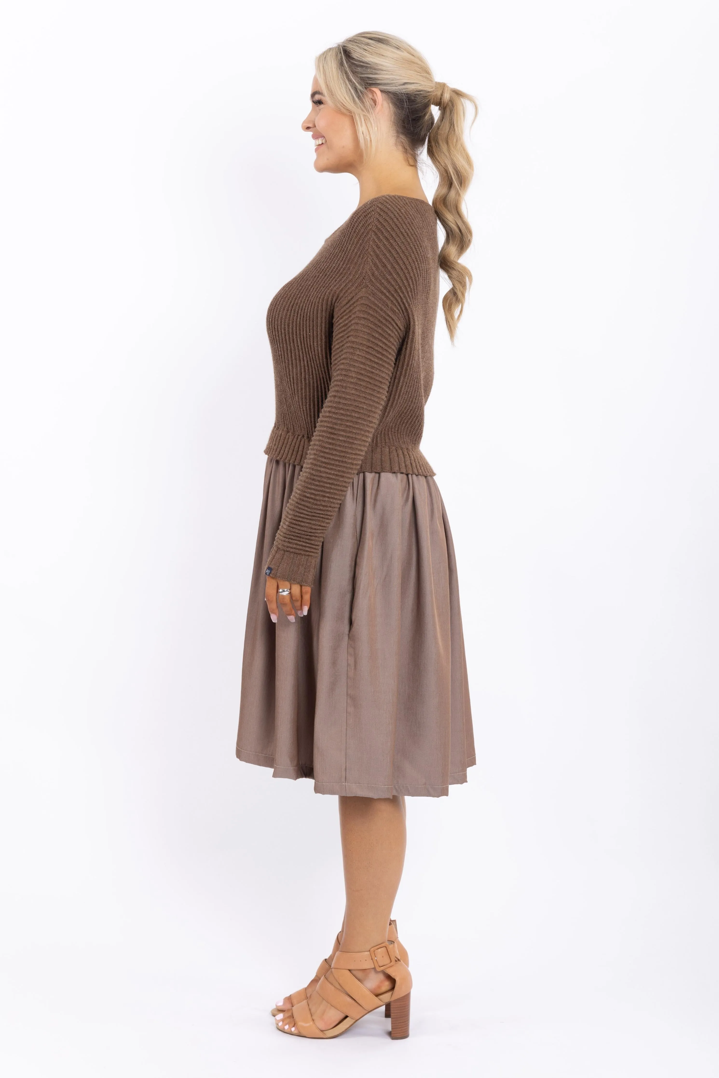 FINAL SALE Lunar Knit Dress in Hazelnut