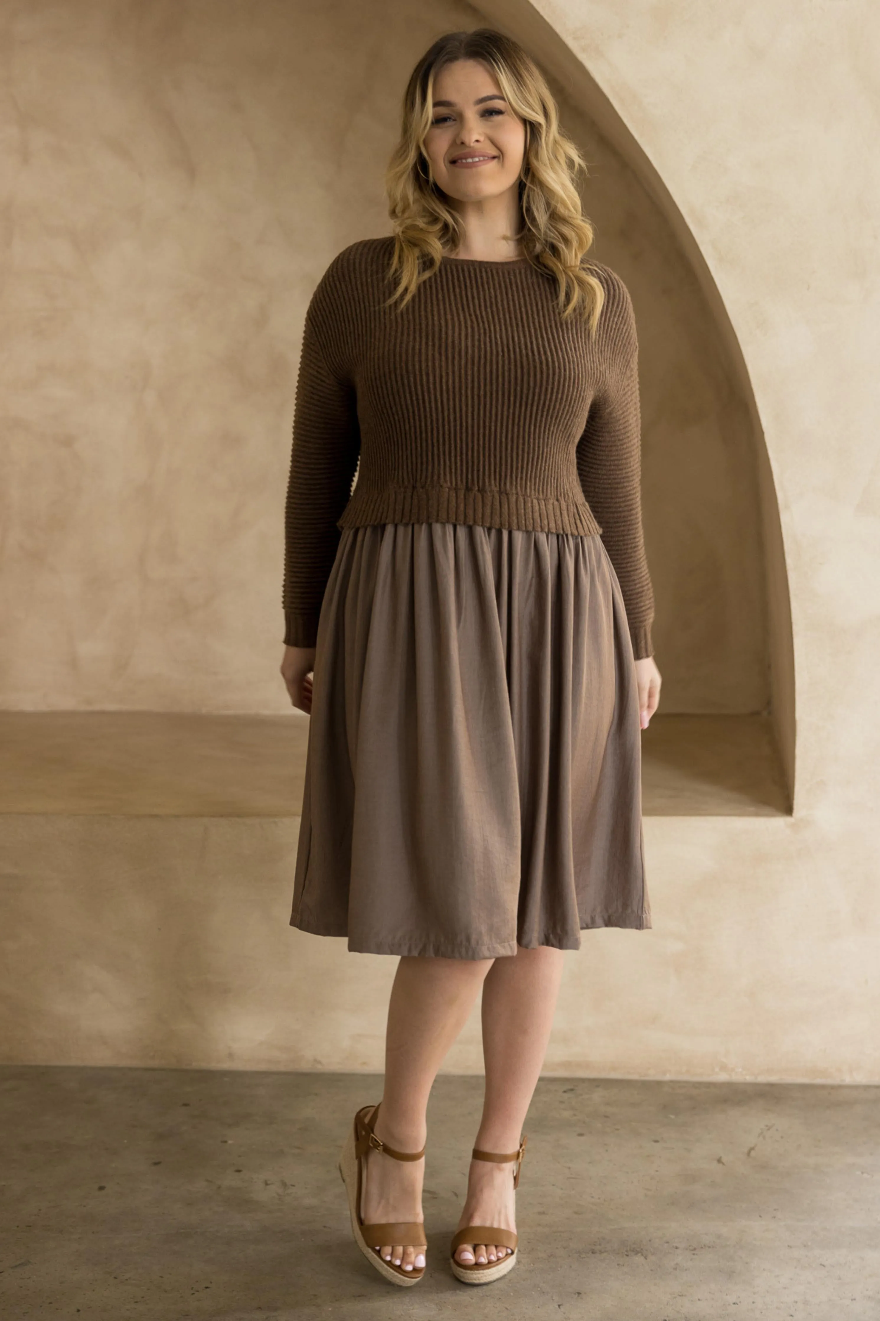 FINAL SALE Lunar Knit Dress in Hazelnut