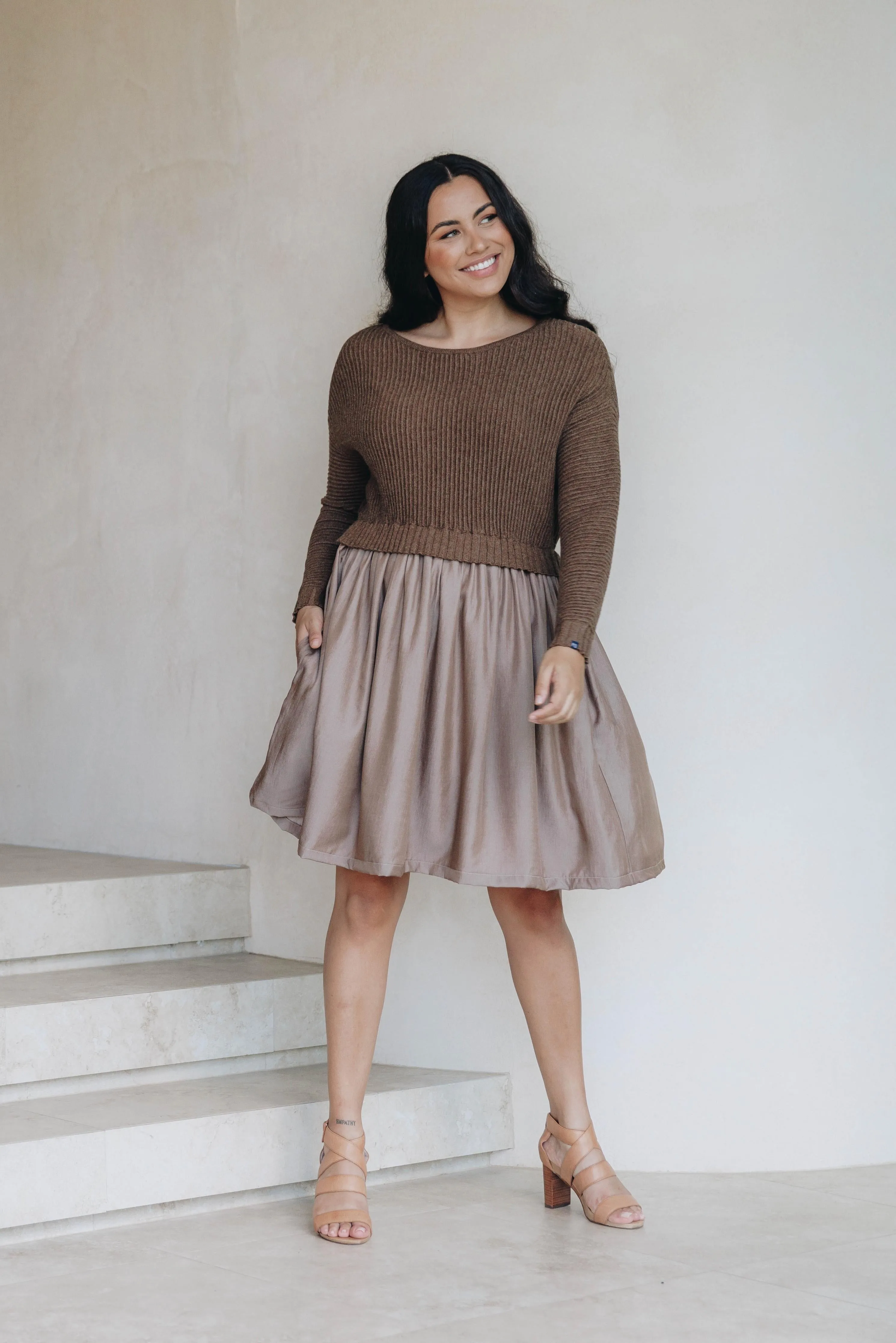 FINAL SALE Lunar Knit Dress in Hazelnut