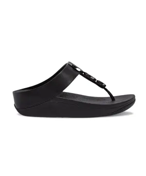 FitFlop Halo Bead Cirlcle Leather Toe Post Black