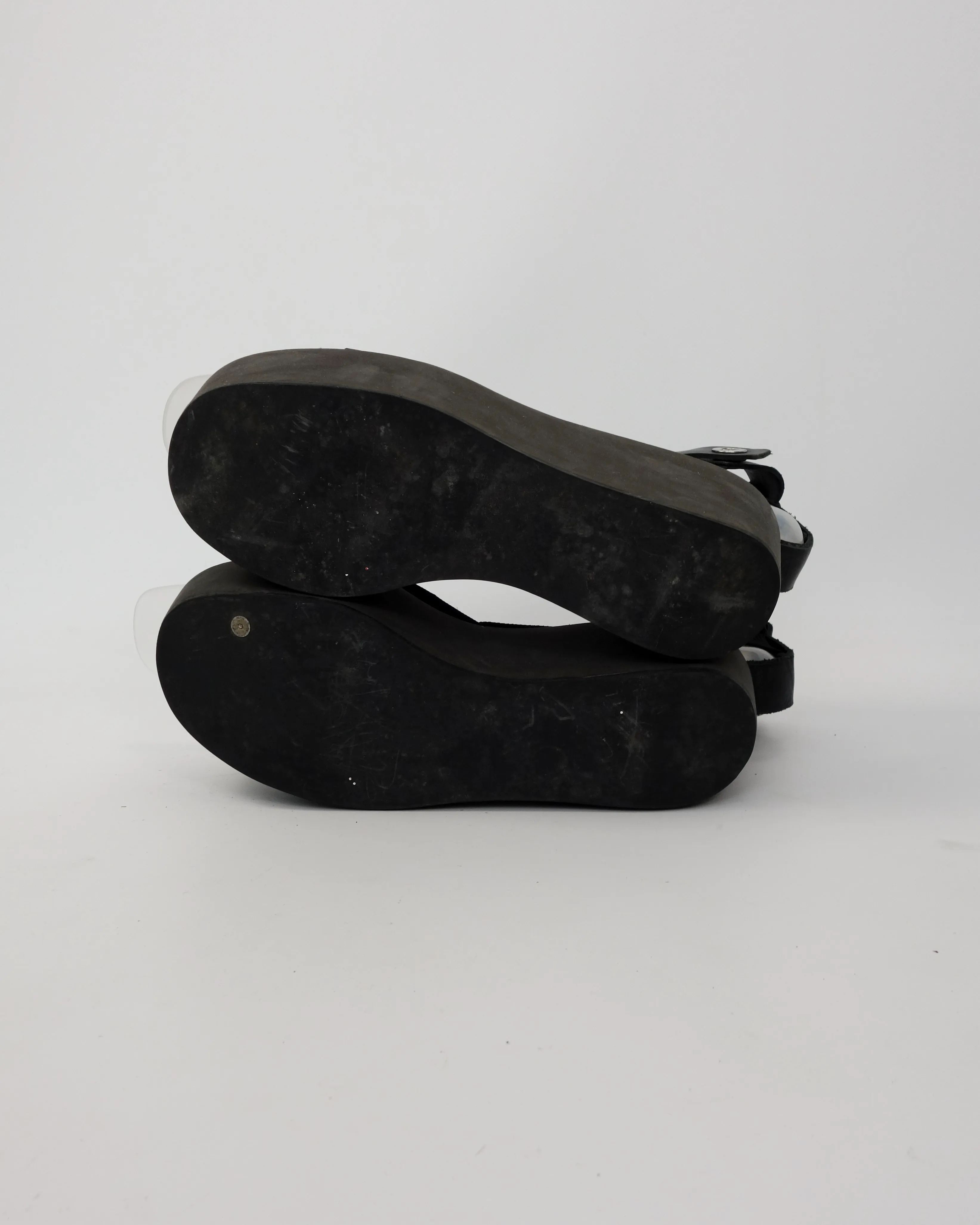 Jil Sander Navy Platform Black Sandals 2000's