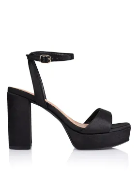 Orion Platform Heels - Black Satin