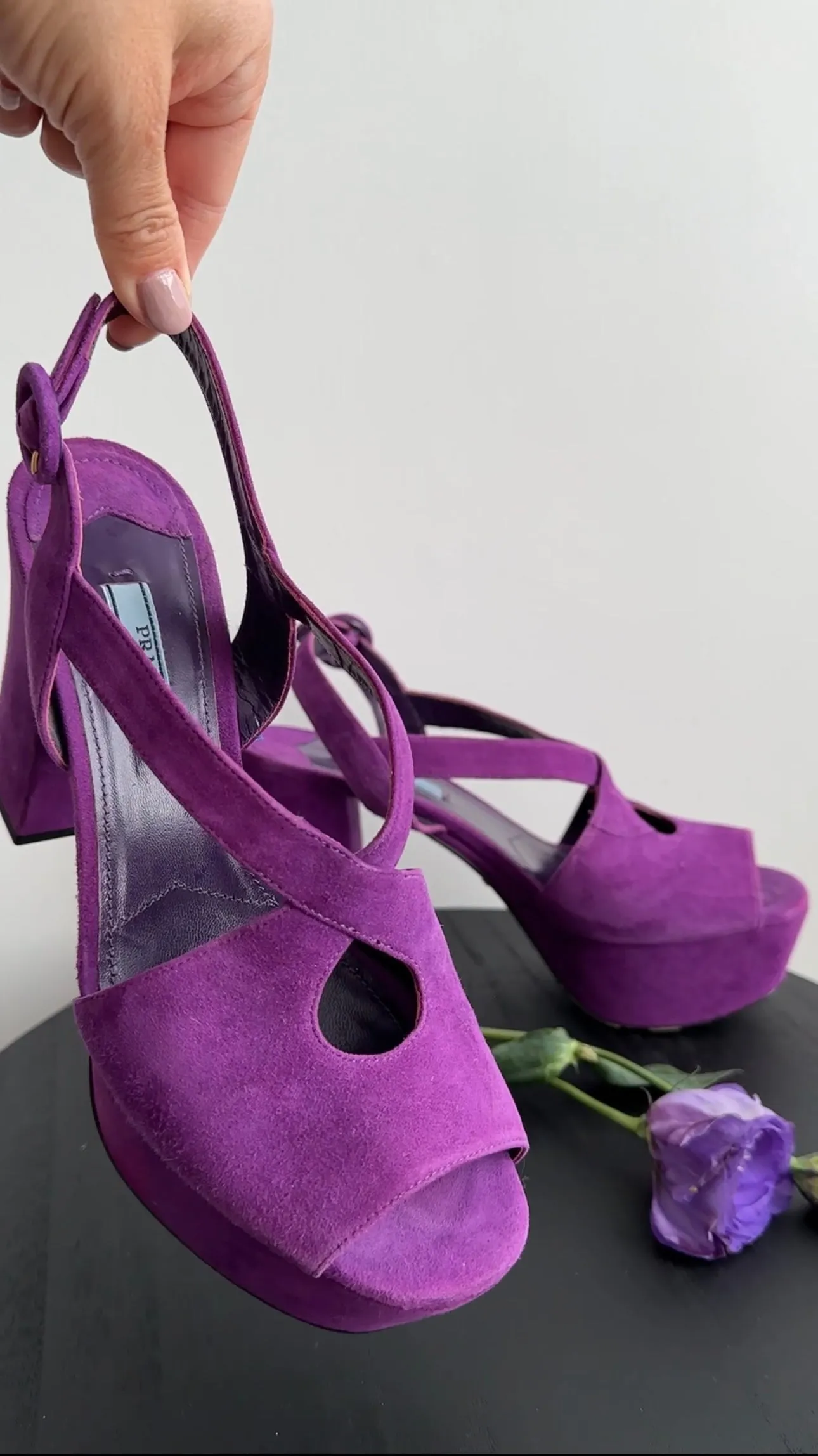 Prada Purple Suede Platform Pumps - 38.5