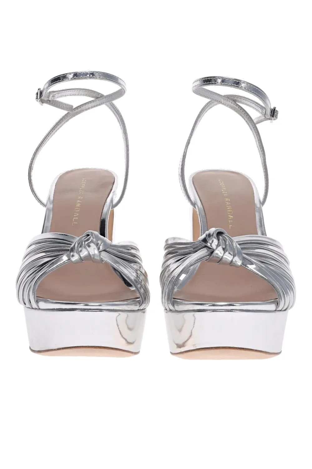 Rivka Silver Mirror Leather Platform Heels