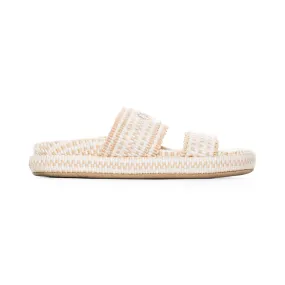 Rori Ivory and Beige Cotton Sandals 36