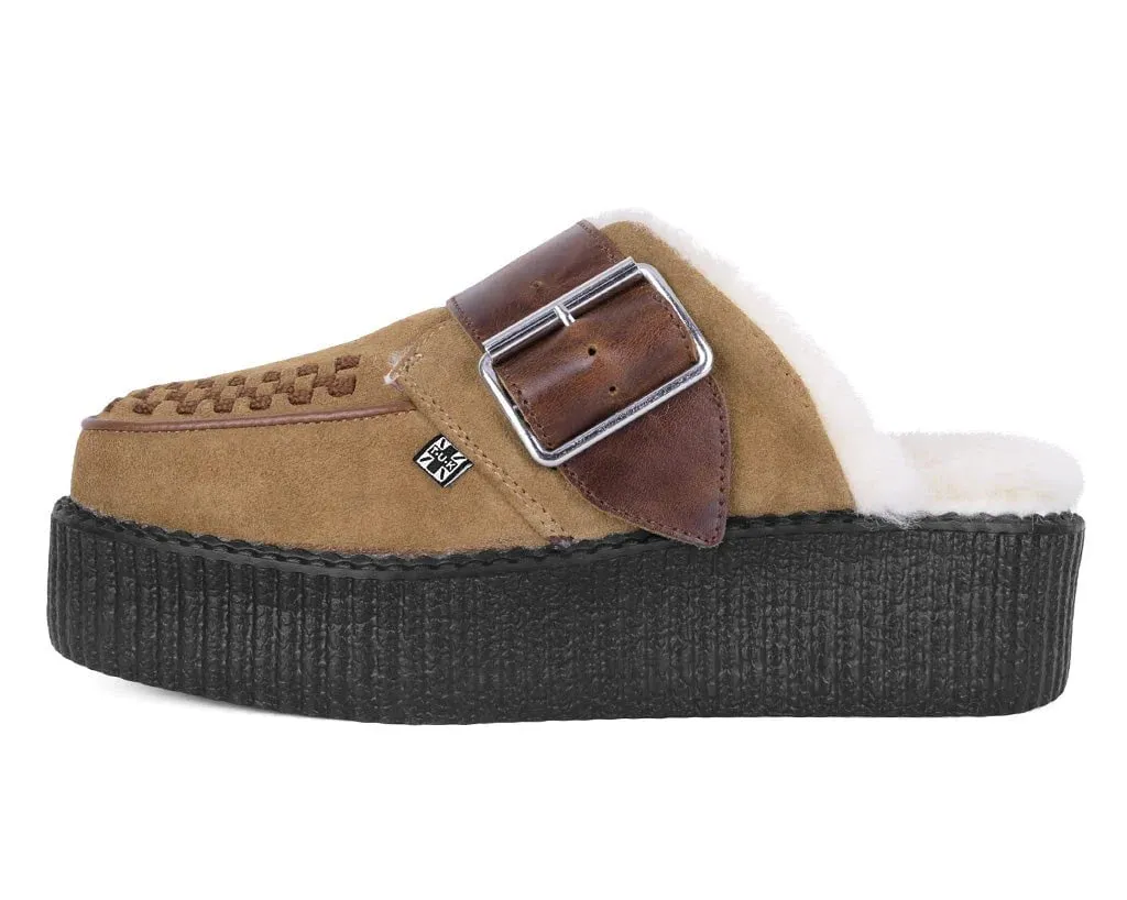 TUK-V3236L Brown Suede Wool Creeper Mule