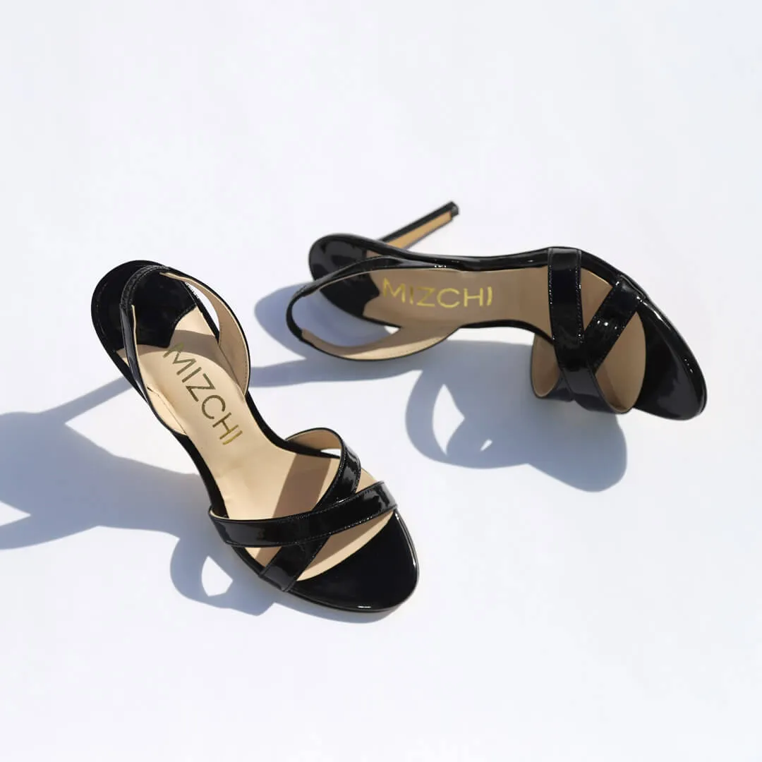 *UK size 2 - TWIGGY - black patent, 10cm