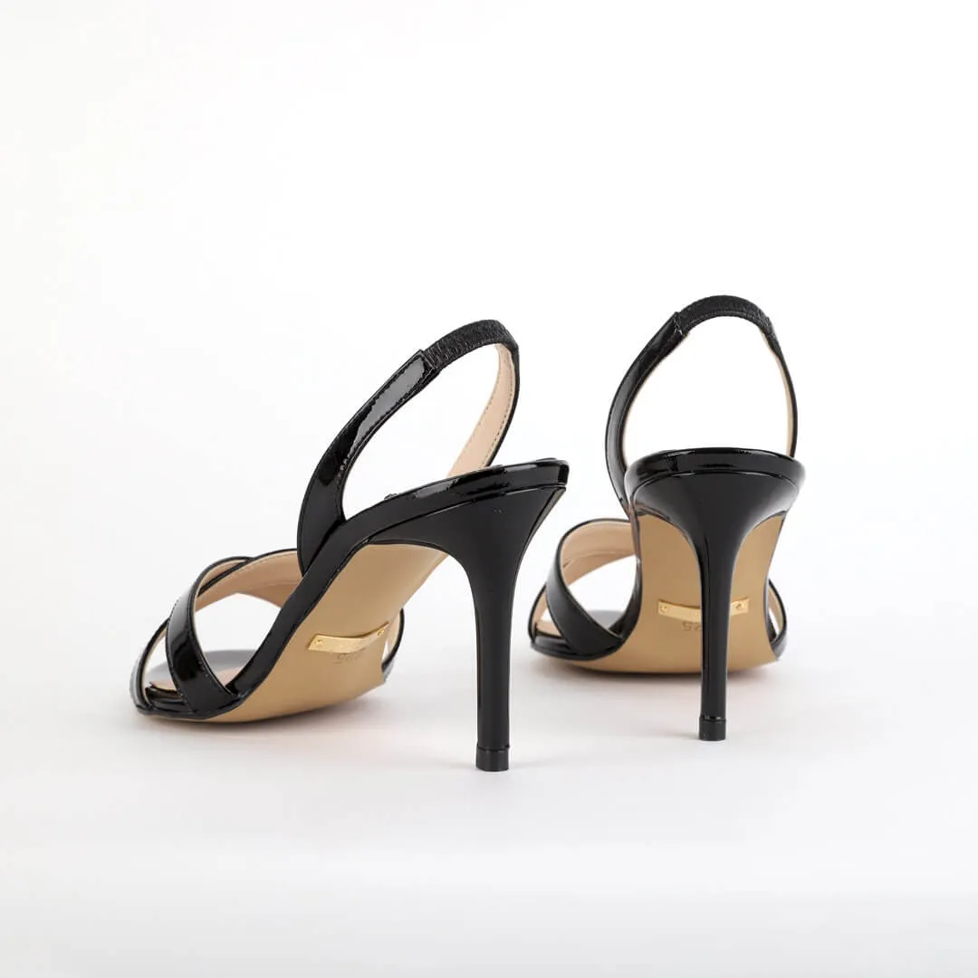 *UK size 2 - TWIGGY - black patent, 10cm